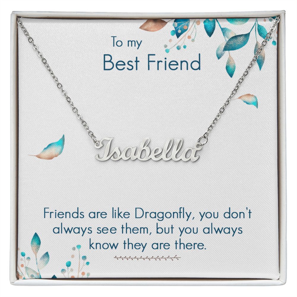 To My Best Friend Name Necklace With Gift Box and Message Card