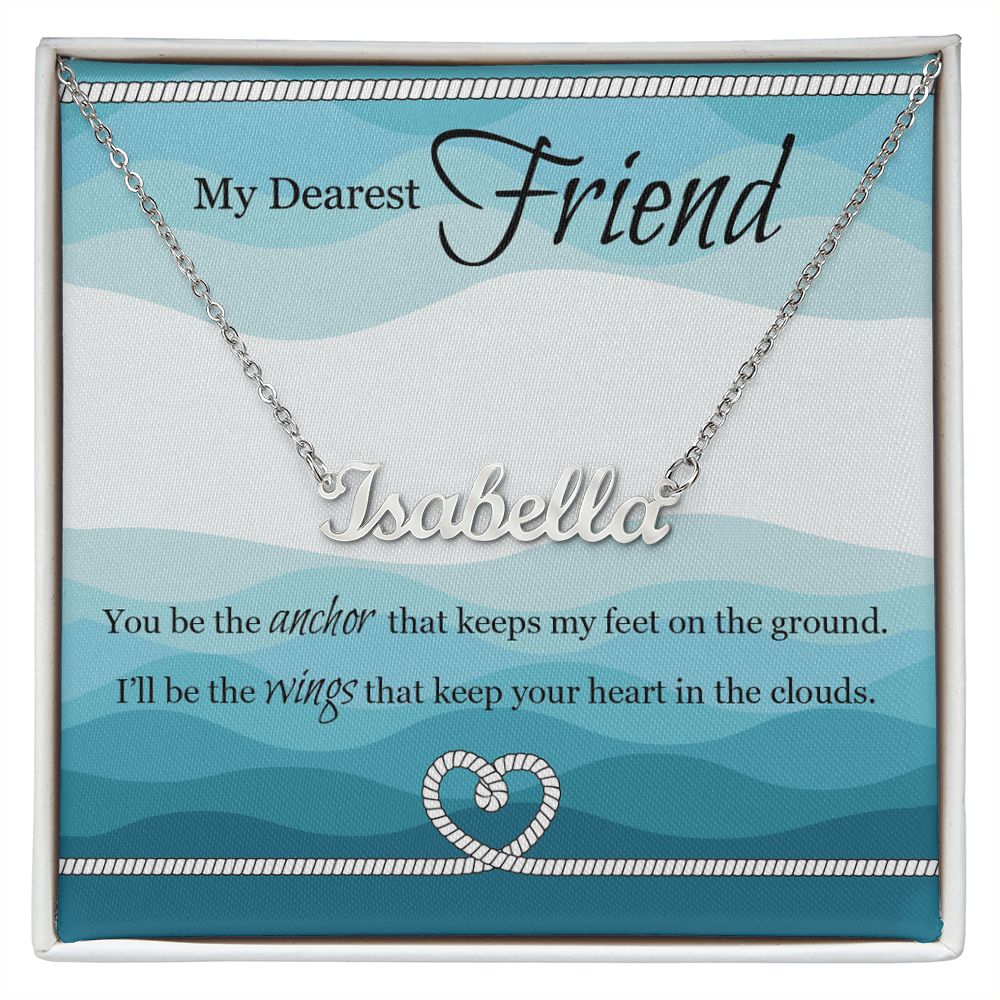 My Dearest Friend Name Necklace With Gift Box and Message Card