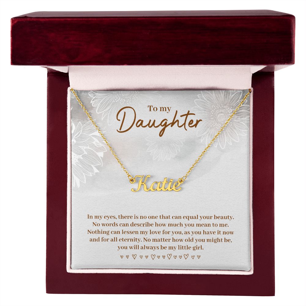 To My Daughter Name Necklace With Gift Box and Message Card