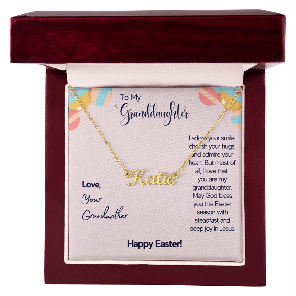 To My Granddaughter Name Necklace With Gift Box and Message Card for Easter