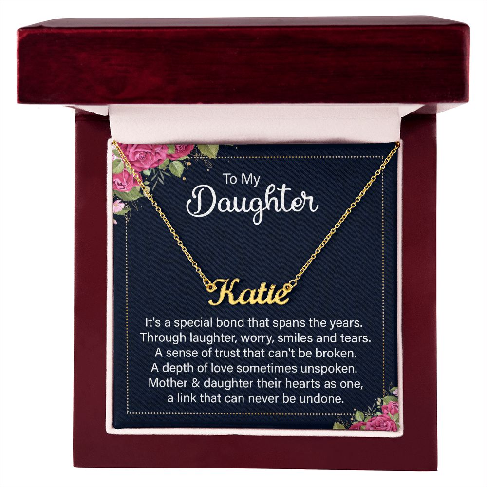 To My Daughter Name Necklace With Gift Box and Message Card