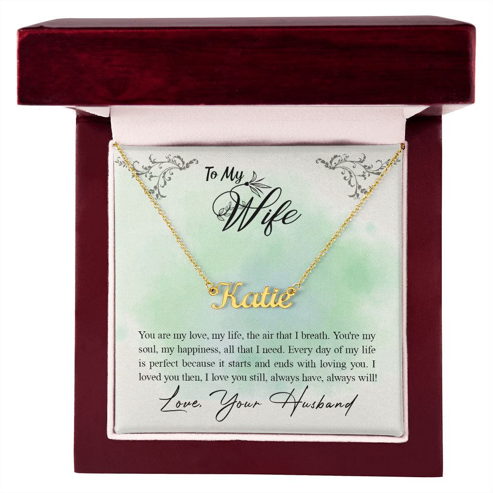 Wife Personalized Name Necklace With Gift Box and Message Card