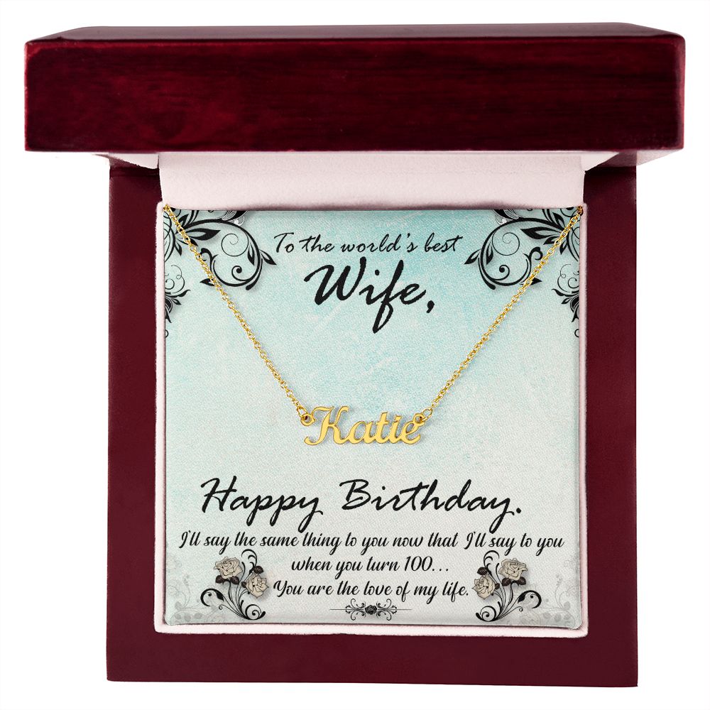 Wife's Birthday Personalized Name Necklace With Gift Box and Message Card