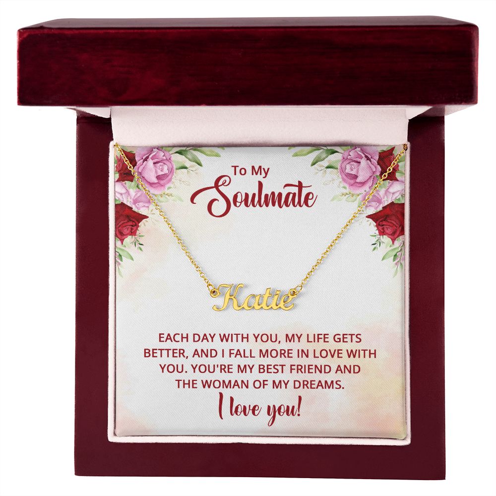 To My Soulmate Name Necklace With Gift Box and Message Card