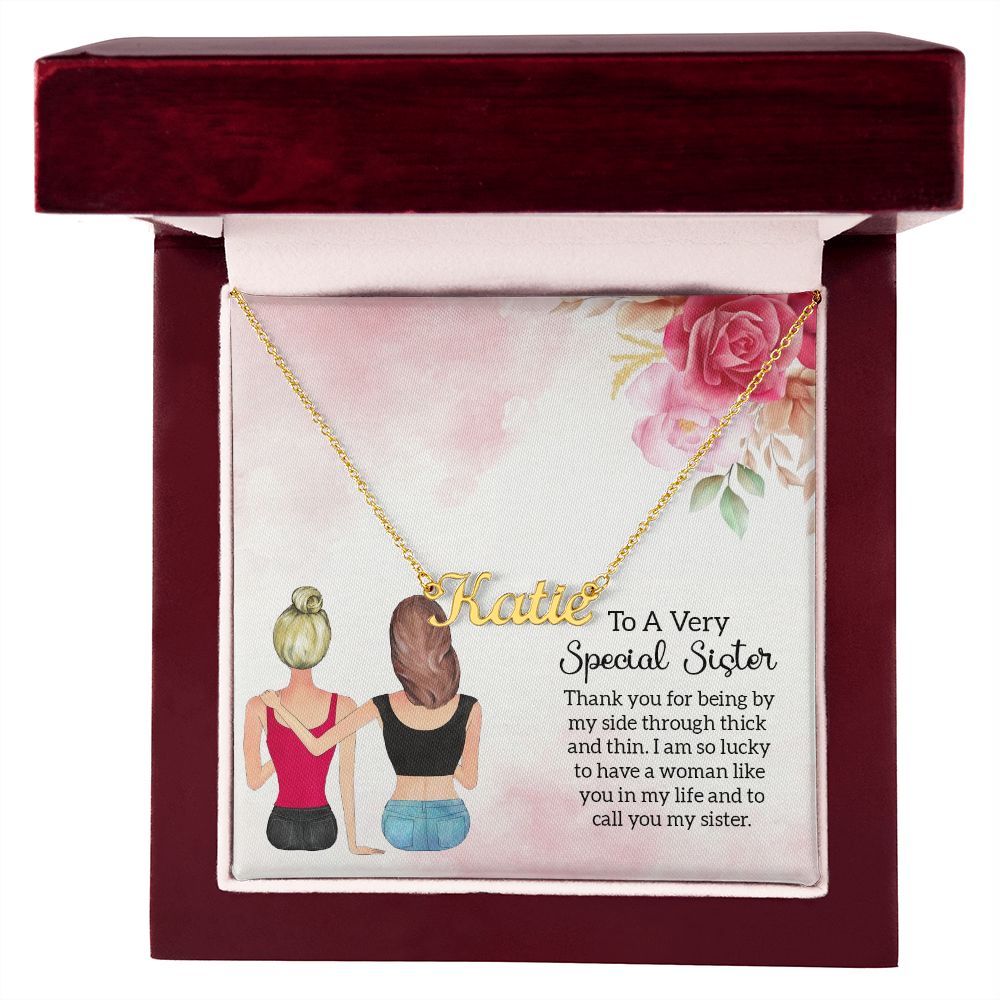 Special Sister Name Necklace With Gift Box and Message Card