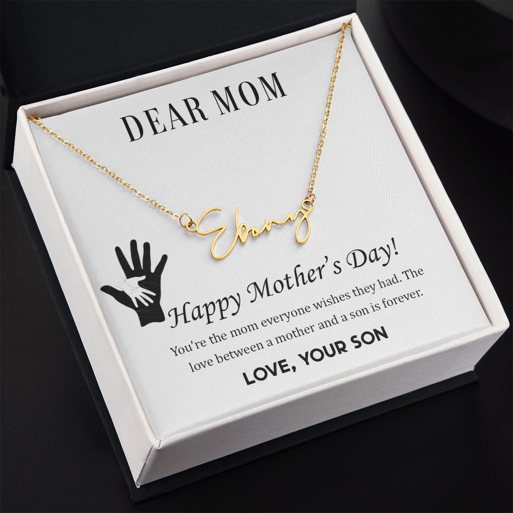 Necklace For Mom With Message Card, Mom Birthday Gift With Card, Gift For Mom From Son, Son Name Necklace, Custom Name Necklace, Personalized Jewelry