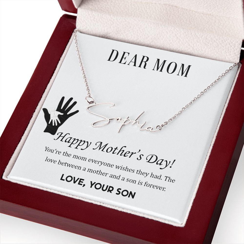 Necklace For Mom With Message Card, Mom Birthday Gift With Card, Gift For Mom From Son, Son Name Necklace, Custom Name Necklace, Personalized Jewelry