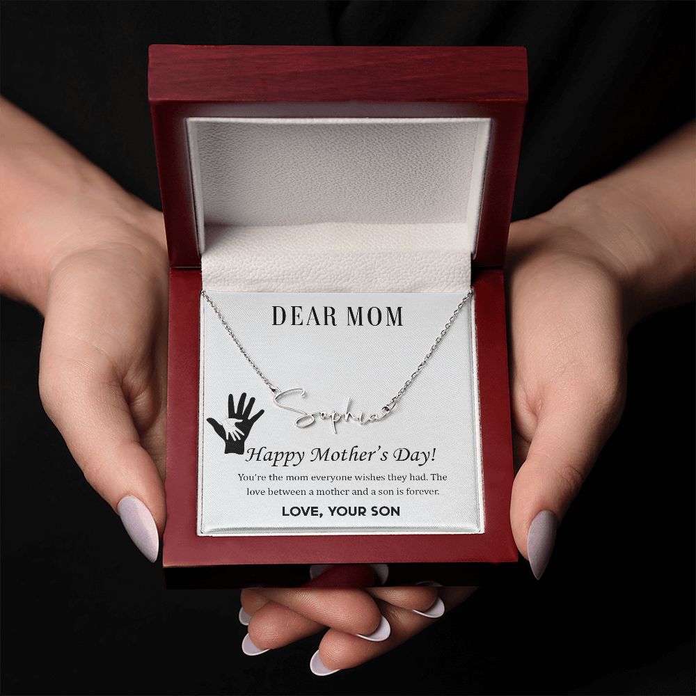 Necklace For Mom With Message Card, Mom Birthday Gift With Card, Gift For Mom From Son, Son Name Necklace, Custom Name Necklace, Personalized Jewelry