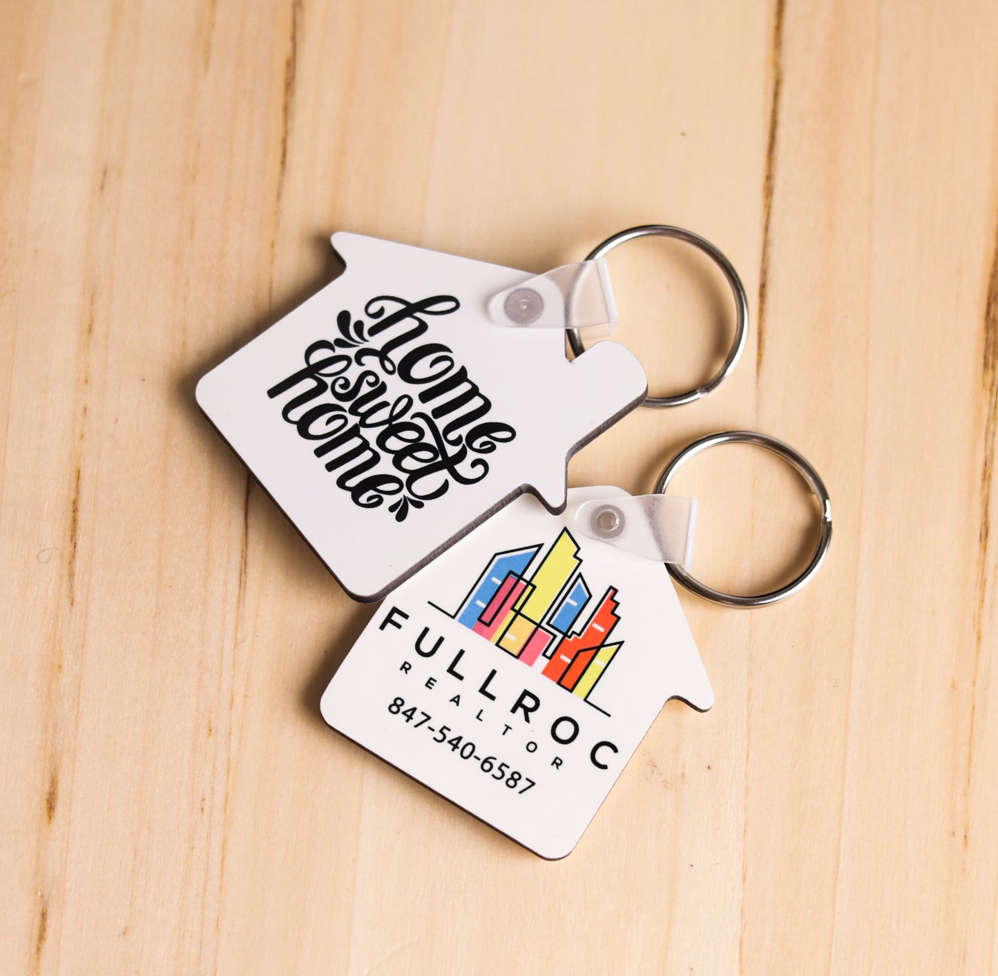 Custom REALTOR® House-Shaped Keychain | Personalized with Logo, Image, and Contact Info | Ideal Closing Gift for Realtors and Brokers