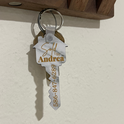 Realtor Closing Gift Keychain, Personalized House Key Keyring, Sold Sign