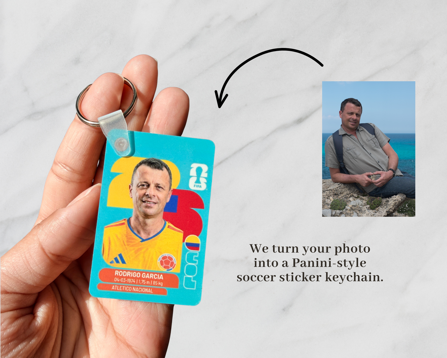 Custom World Cup 2026 Collector Sticker Card Style Keychain Custom Soccer Fan Gift