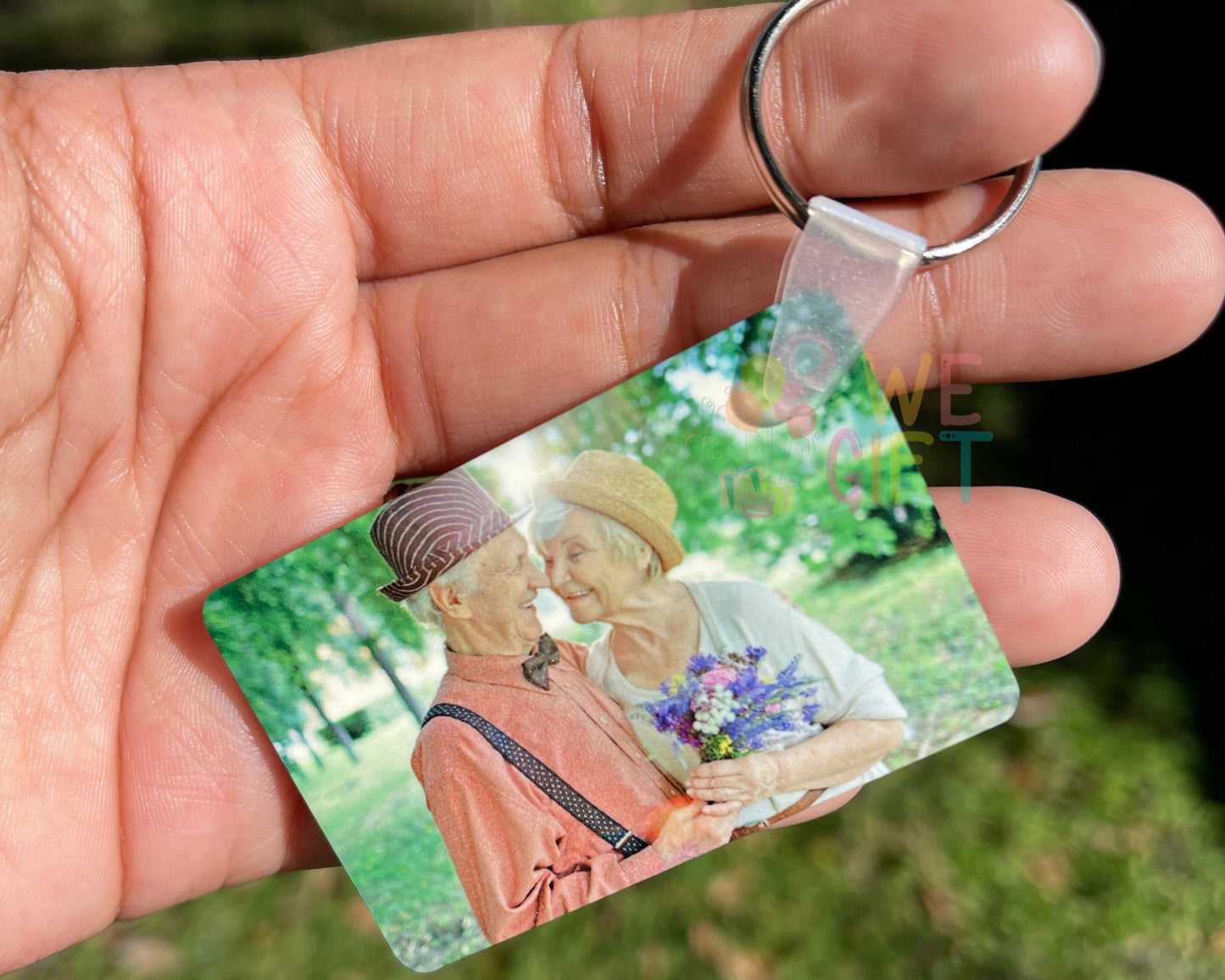 Personalized Photo Keychain, Custom Anniversary Gift, Double-Sided Print Keyring