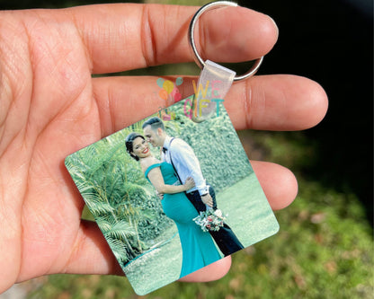 Personalized Photo Keychain, Custom Anniversary Gift, Double-Sided Print Keyring