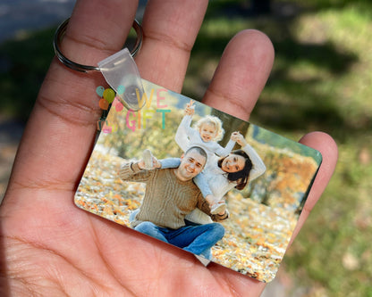 Personalized Photo Keychain, Custom Anniversary Gift, Double-Sided Print Keyring