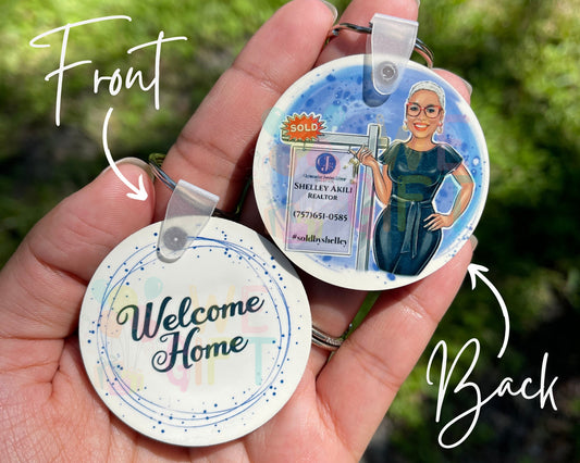 Personalized Realtor Keychain | Double Sided Business Card Keyring