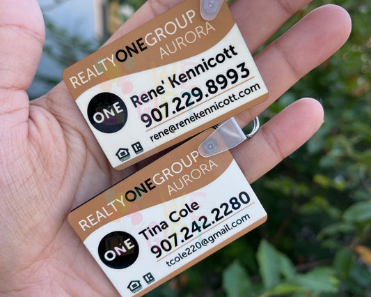 Business Card Keychain | Double Sided Keychain | Rectangular Keychain | Realtor Closing Gift | Realty One Group | Personalized Keychains
