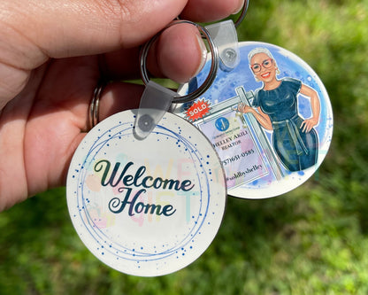 Personalized Realtor Keychain | Double Sided Business Card Keyring
