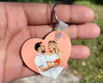 Personalized Photo Keychain, Custom Anniversary Gift, Double-Sided Print Keyring