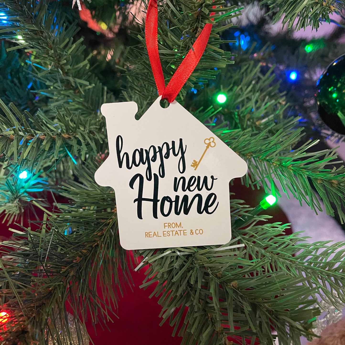 House Shaped Ornament, Christmas in July,  Personalized Realtor Christmas Gift, First Home Owners Christmas Present, Christmas Tree Ornament