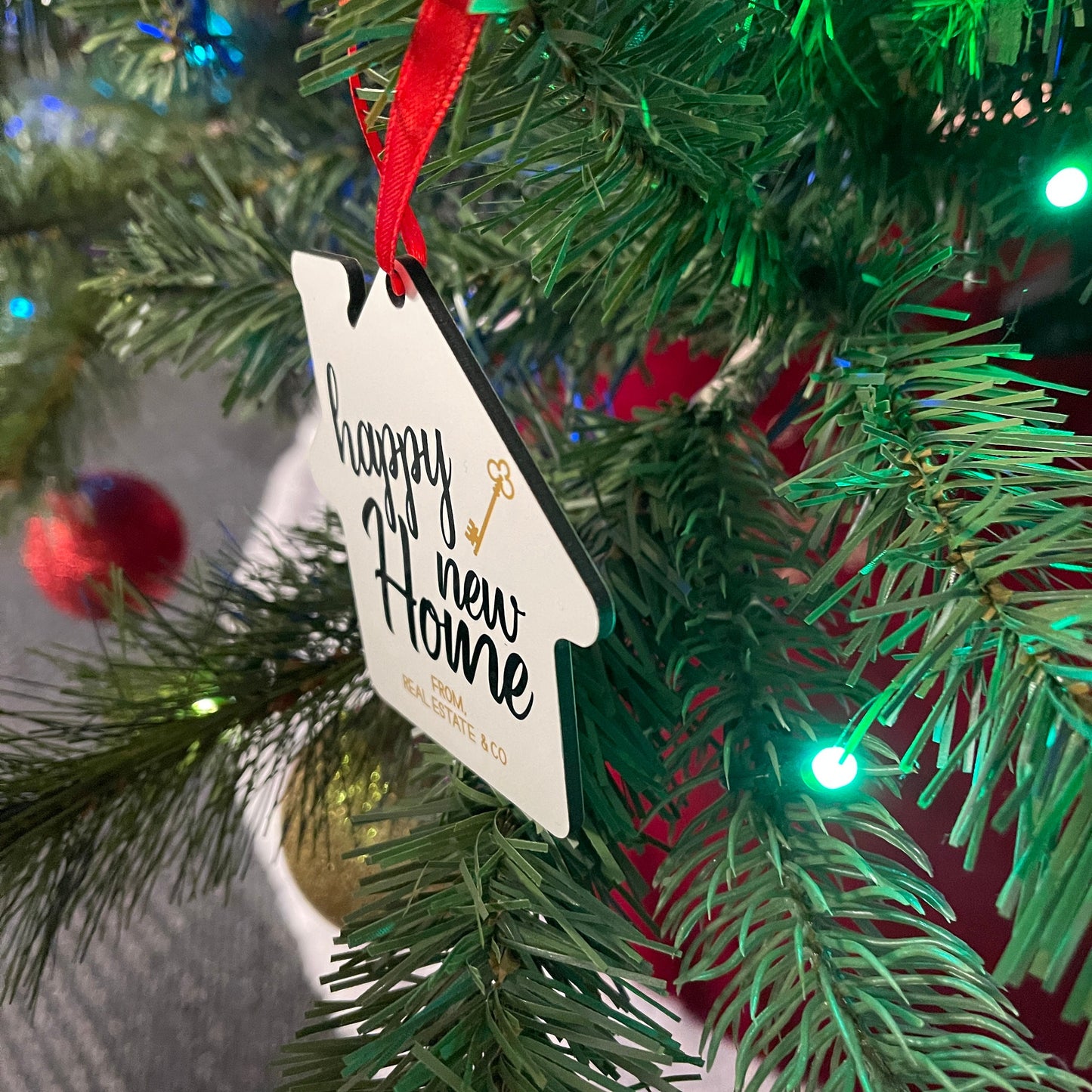 House Shaped Ornament, Christmas in July,  Personalized Realtor Christmas Gift, First Home Owners Christmas Present, Christmas Tree Ornament