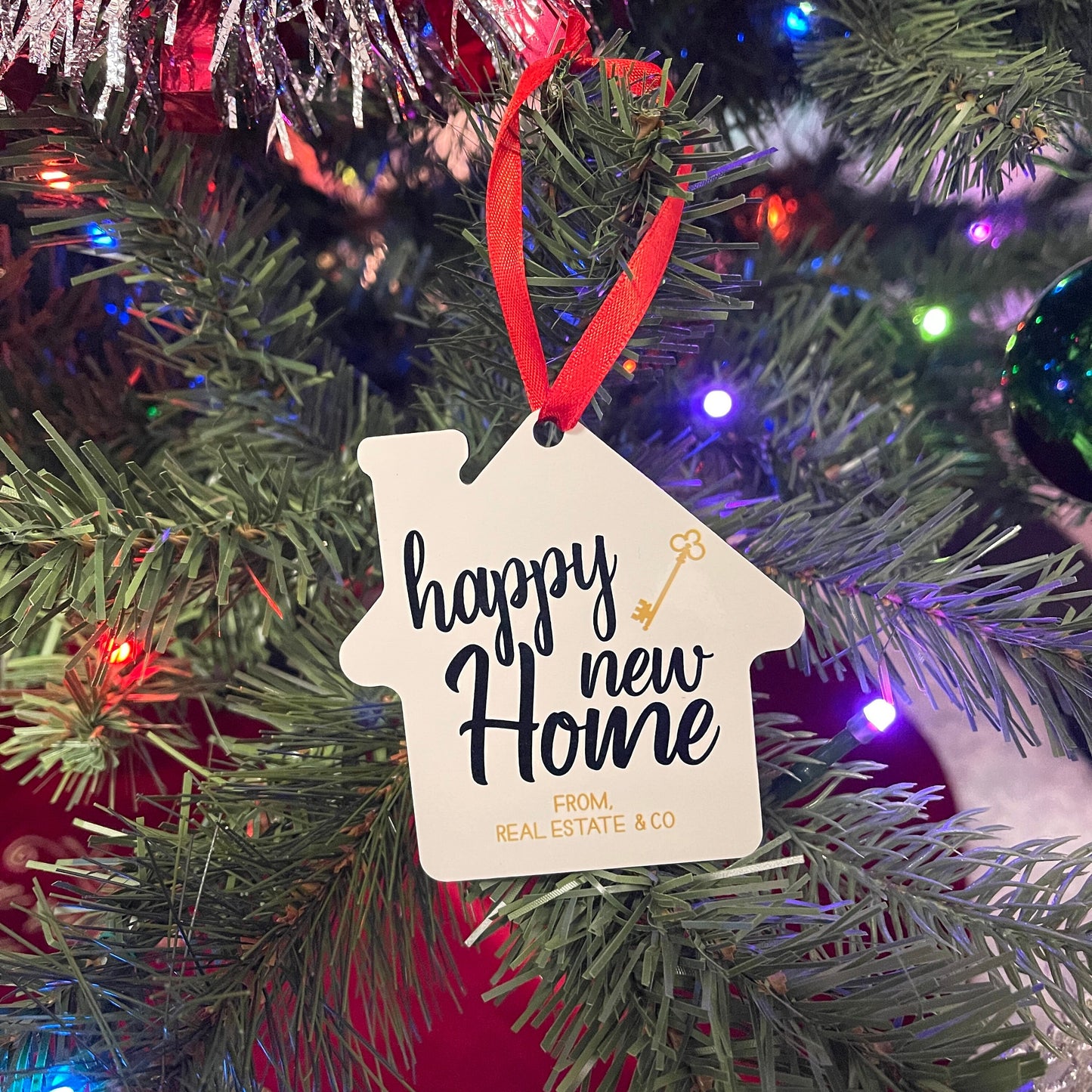 House Shaped Ornament, Christmas in July,  Personalized Realtor Christmas Gift, First Home Owners Christmas Present, Christmas Tree Ornament