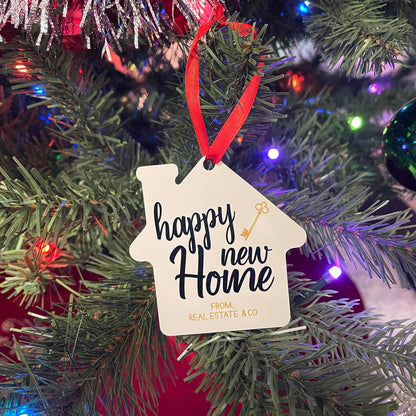 House Shaped Ornament, Christmas in July,  Personalized Realtor Christmas Gift, First Home Owners Christmas Present, Christmas Tree Ornament