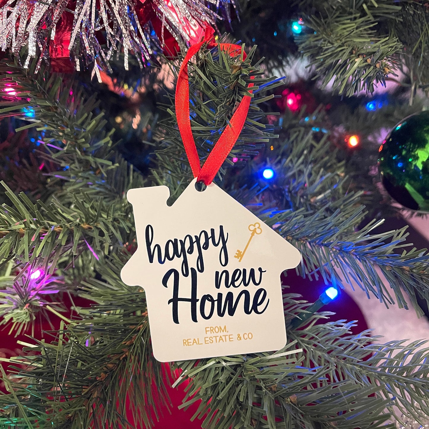 House Shaped Ornament, Christmas in July,  Personalized Realtor Christmas Gift, First Home Owners Christmas Present, Christmas Tree Ornament