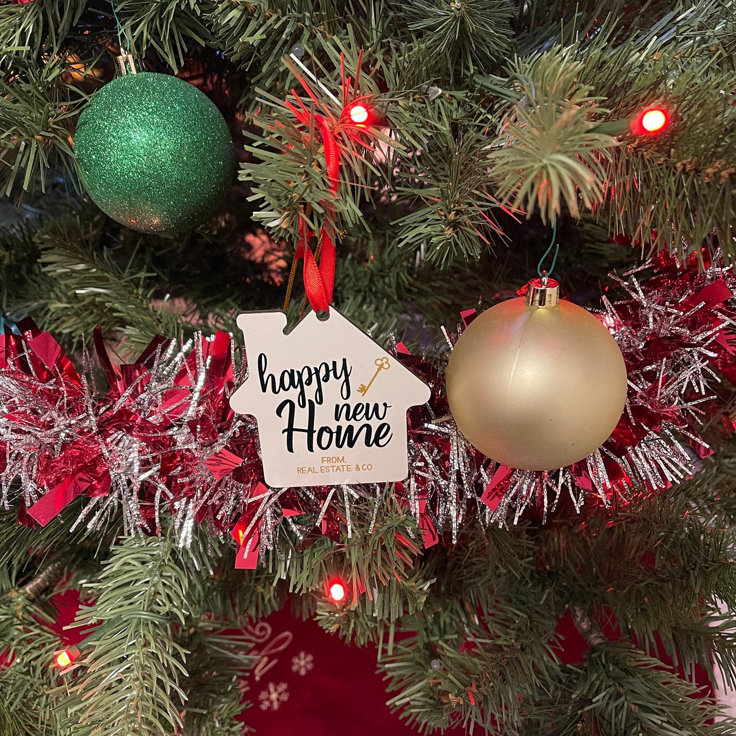 House Shaped Ornament, Christmas in July,  Personalized Realtor Christmas Gift, First Home Owners Christmas Present, Christmas Tree Ornament