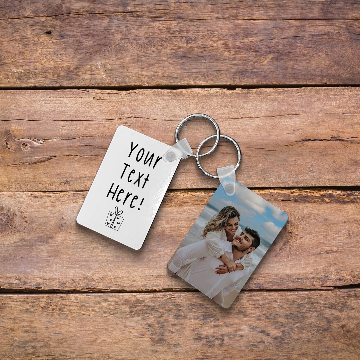 Personalized Photo Keychain, Custom Anniversary Gift, Double-Sided Print Keyring