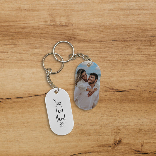 Personalized Photo Keychain, Custom Anniversary Gift, Double-Sided Print Keyring