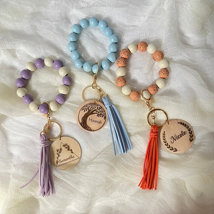 Teacher Gift Ideas Beaded Wristlet Keychain with Tassel Personalised Stocking Stuffer Bridesmaid Dorm Accessory