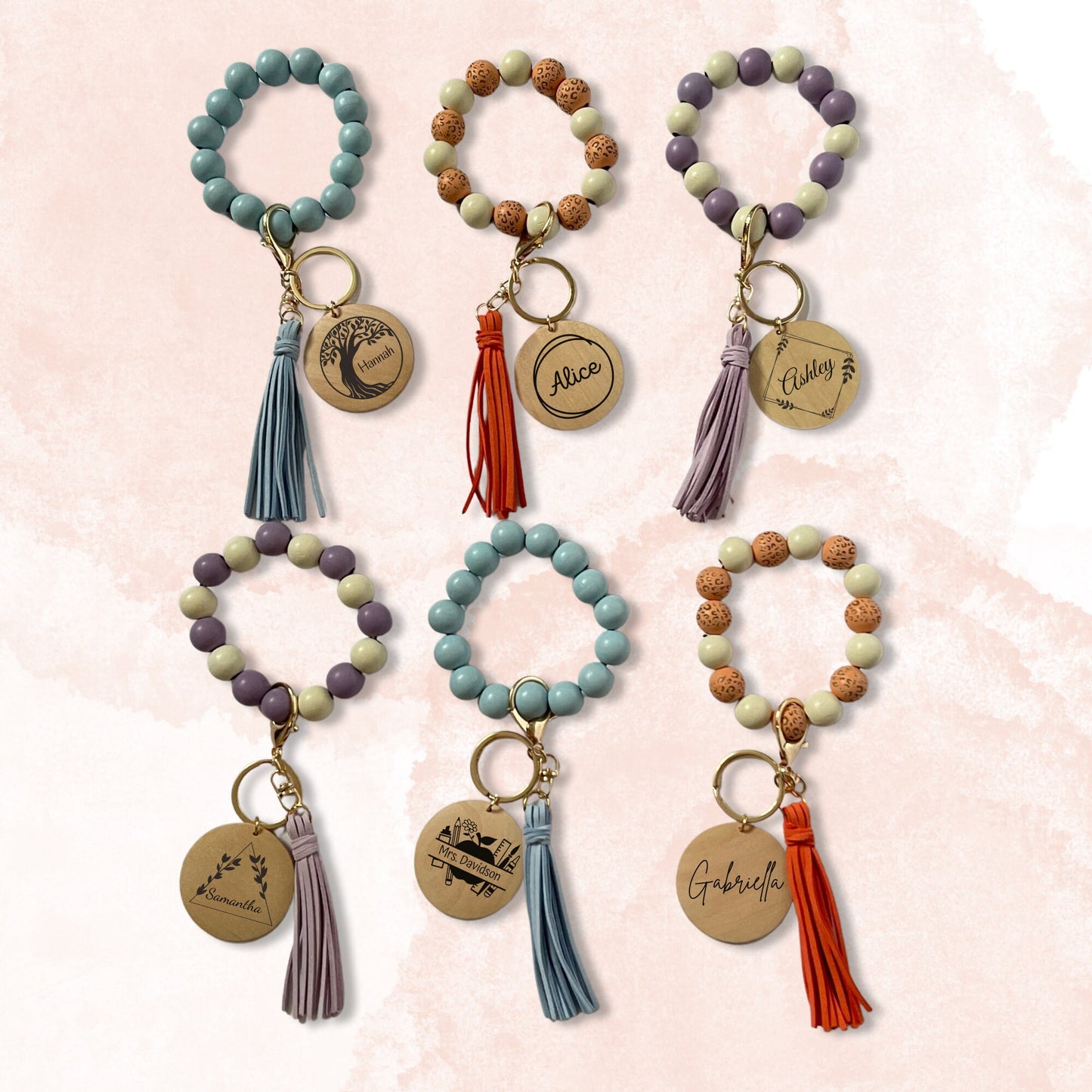 Teacher Gift Ideas Beaded Wristlet Keychain with Tassel Personalised Stocking Stuffer Bridesmaid Dorm Accessory