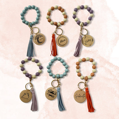 Teacher Gift Ideas Beaded Wristlet Keychain with Tassel Personalised Stocking Stuffer Bridesmaid Dorm Accessory