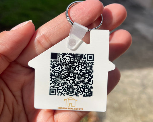 Business Marketing Ideas | QR Code Keychain | Plastic Keychain with Picture | Realtor Headshot | Plastic House Shape Keychain | Real Estate