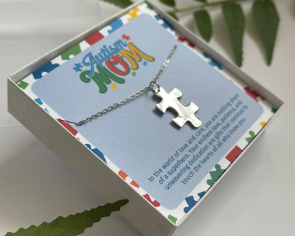 Autism Puzzle Necklace for Mom | Personalized Name Gift | Christmas Stocking Stuffer