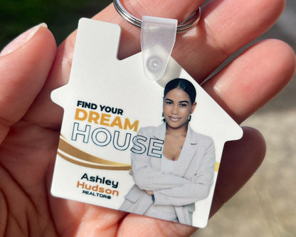 Business Marketing Ideas | QR Code Keychain | Plastic Keychain with Picture | Realtor Headshot | Plastic House Shape Keychain | Real Estate