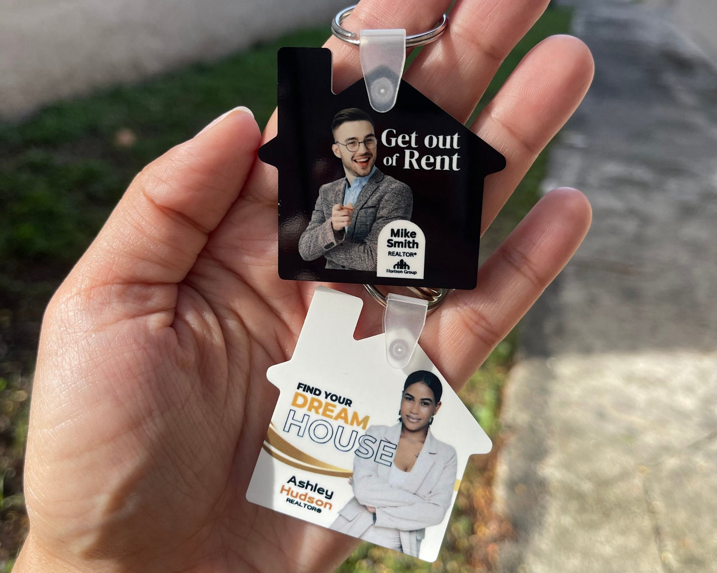 Business Marketing Ideas | QR Code Keychain | Plastic Keychain with Picture | Realtor Headshot | Plastic House Shape Keychain | Real Estate
