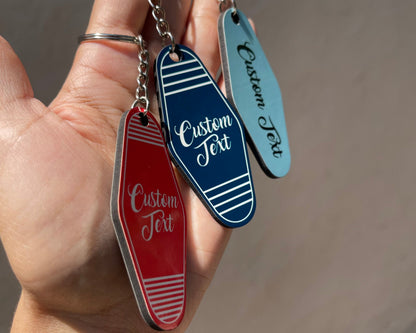 Custom Retro Motel Keychain, Personalized Gift, Unique Accessory for Any Occasion