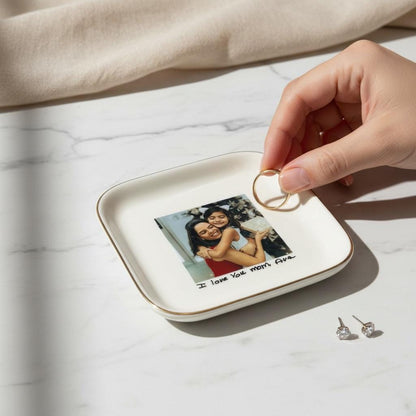 Custom Photo Jewelry Dish, Mother's Day Keepsake, Handwritten Message Tray