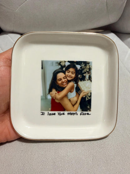 Custom Photo Jewelry Dish, Mother's Day Keepsake, Handwritten Message Tray