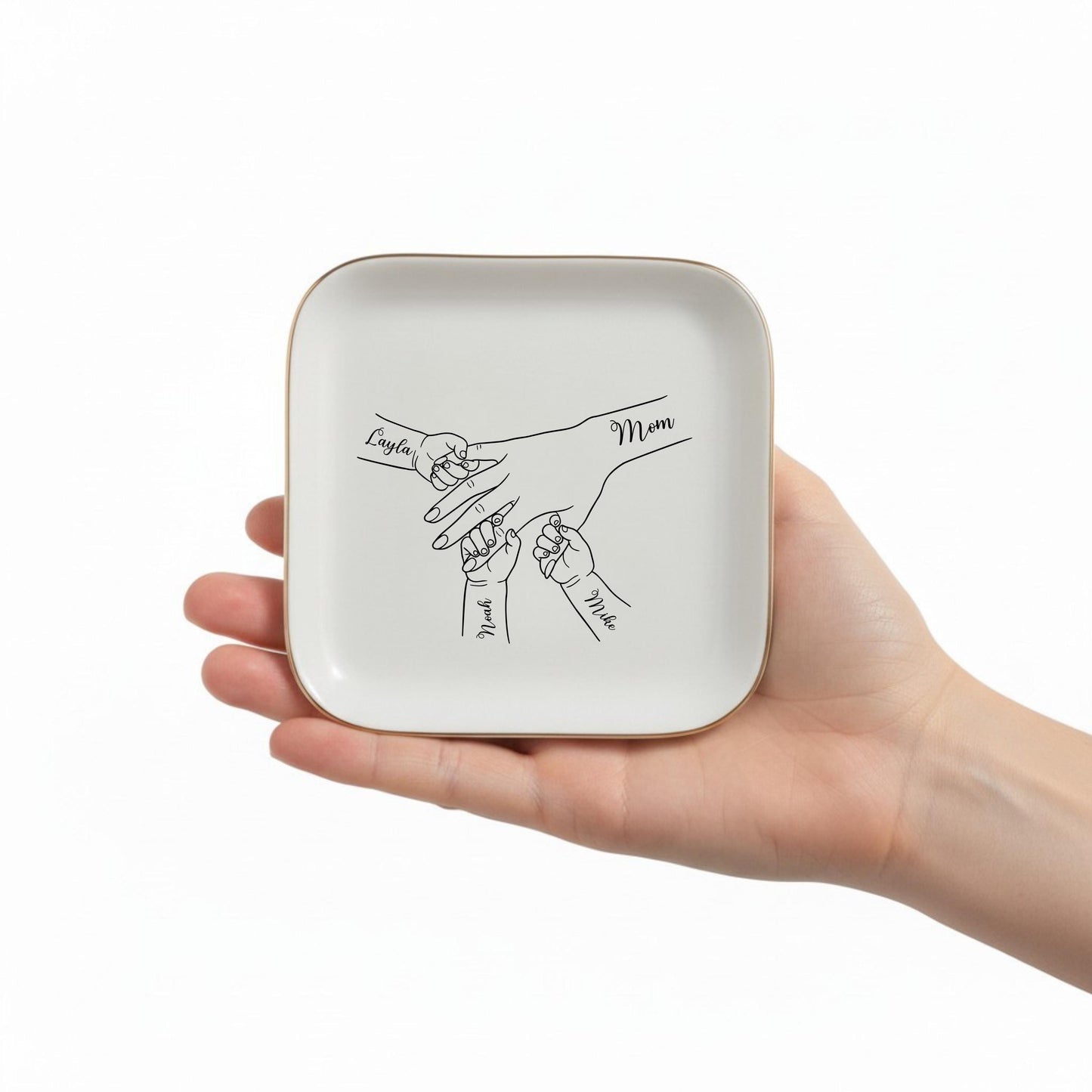 Custom family hands dish, personalized jewelry, Mothers Day gift, portrait keepsake