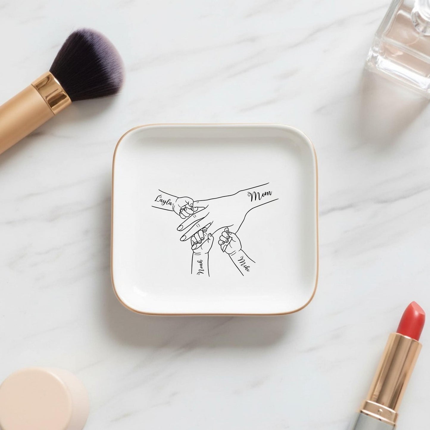 Personalized Family Portrait Jewelry Dish | Custom Mom Gift for Mothers Day or Birthday