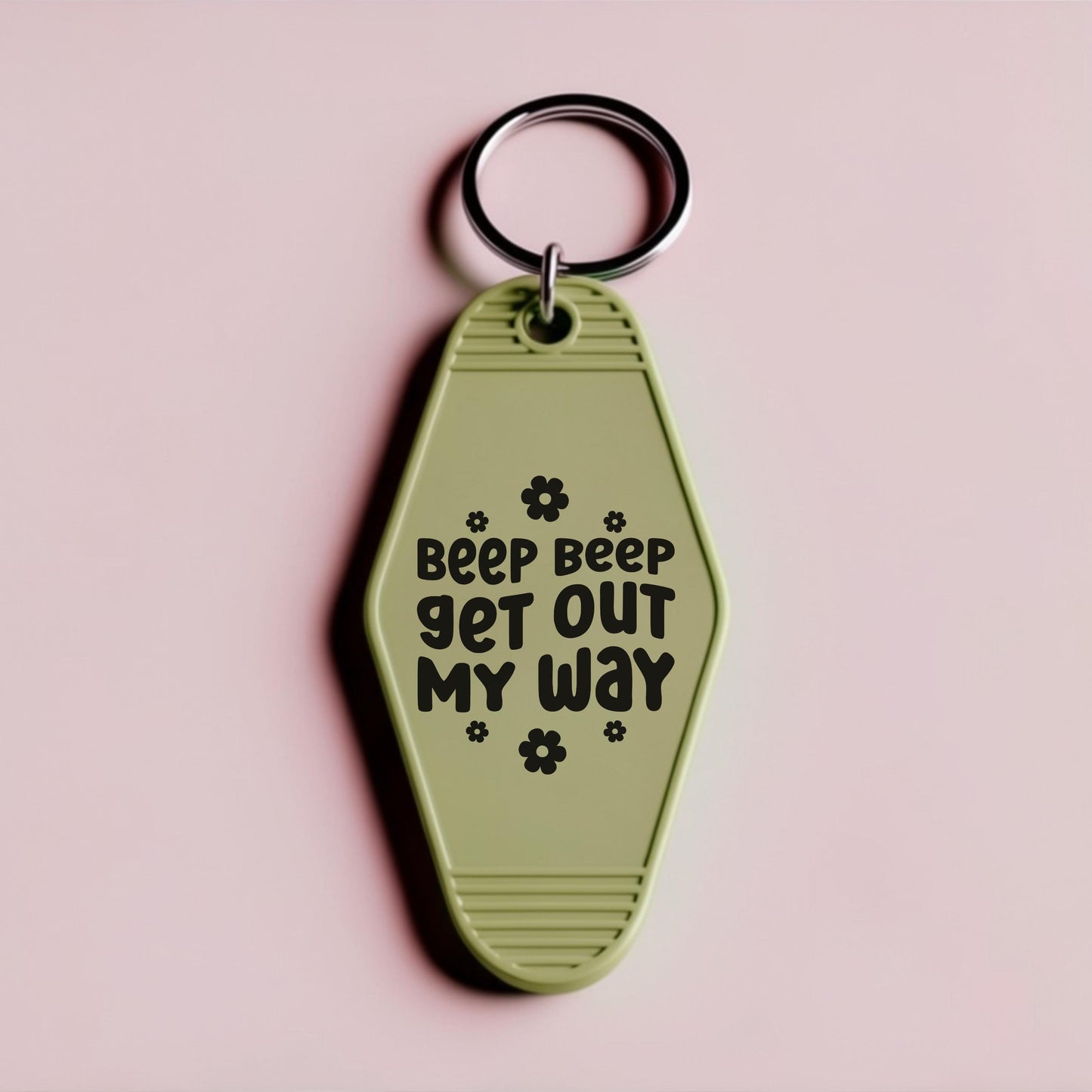 Vintage Motel Keychain, Beep Beep Get Out My Way Acrylic Car Accessory