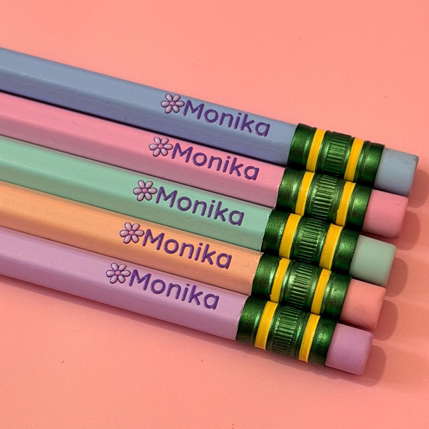 Personalized Pastel Pencils with Name | Customizable Stationery | Student or Office Supplies