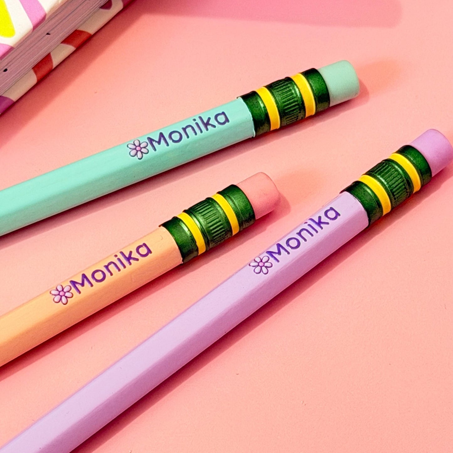 Personalized Pastel Pencils with Name | Customizable Stationery | Student or Office Supplies