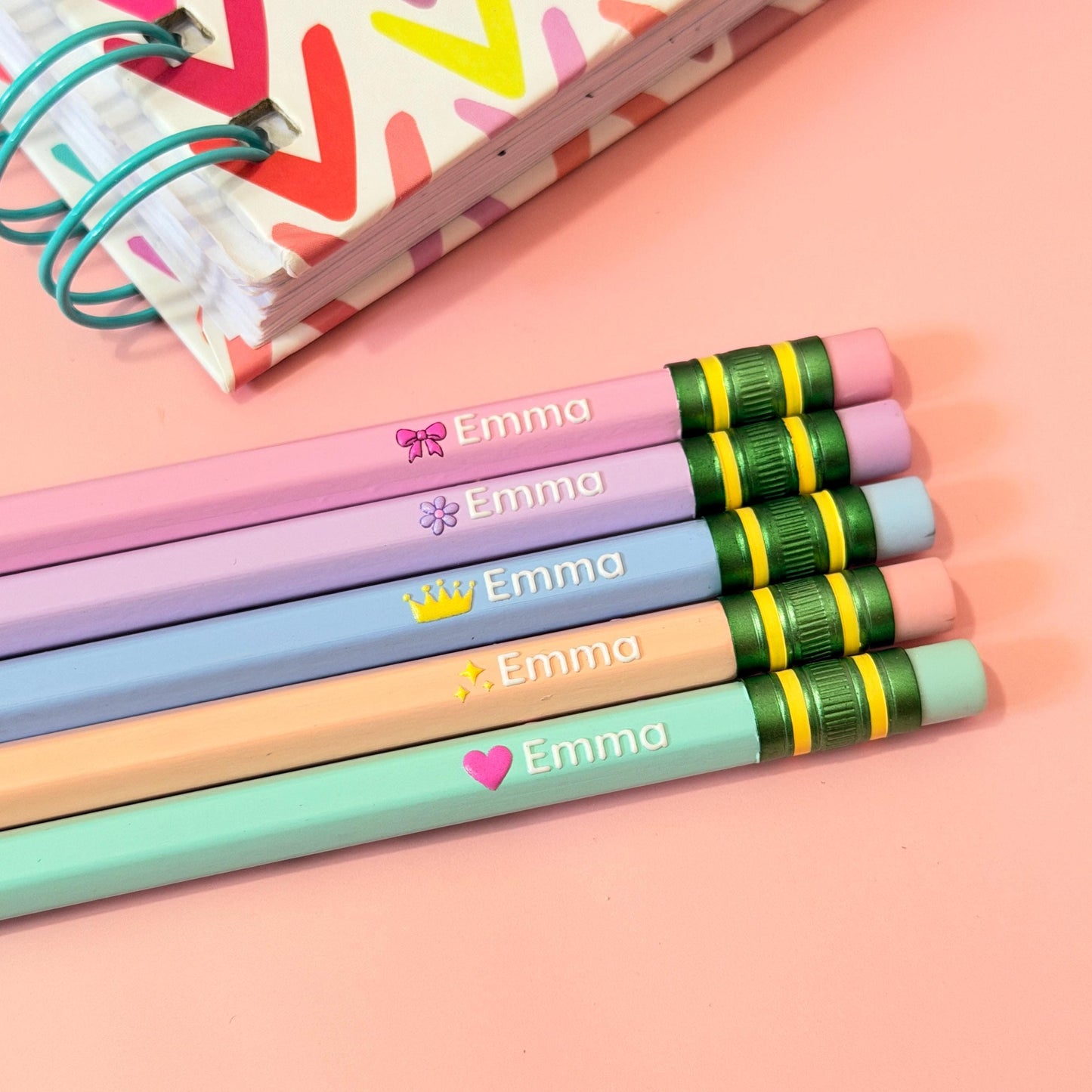 Personalized Pastel Pencils with Name | Customizable Stationery | Student or Office Supplies