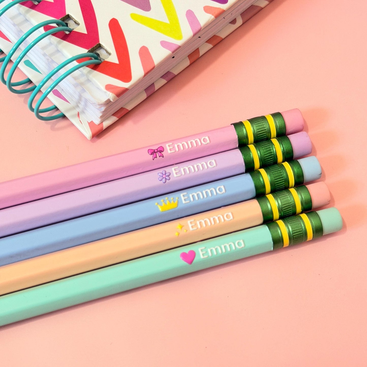 Personalized Pastel Pencils with Name | Customizable Stationery | Student or Office Supplies