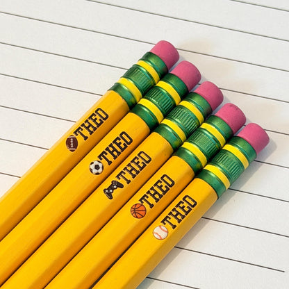 Personalized Pencils Set | Custom Back-to-School Teacher Gift, Boy Present, Sport & Classroom Supplies