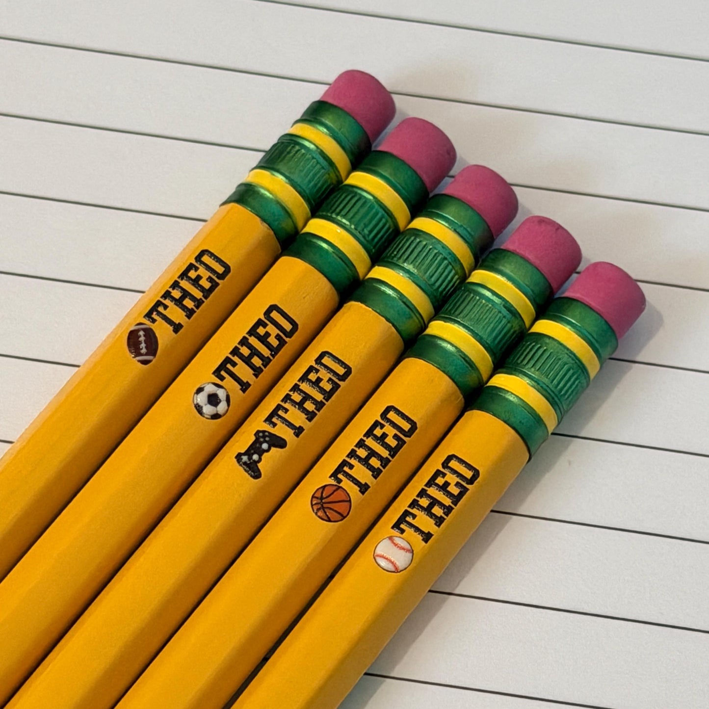 Personalized Pencils Set | Custom Back-to-School Teacher Gift, Boy Present, Sport & Classroom Supplies