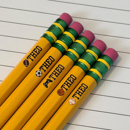 Personalized Pencils Set | Custom Back-to-School Teacher Gift, Boy Present, Sport & Classroom Supplies